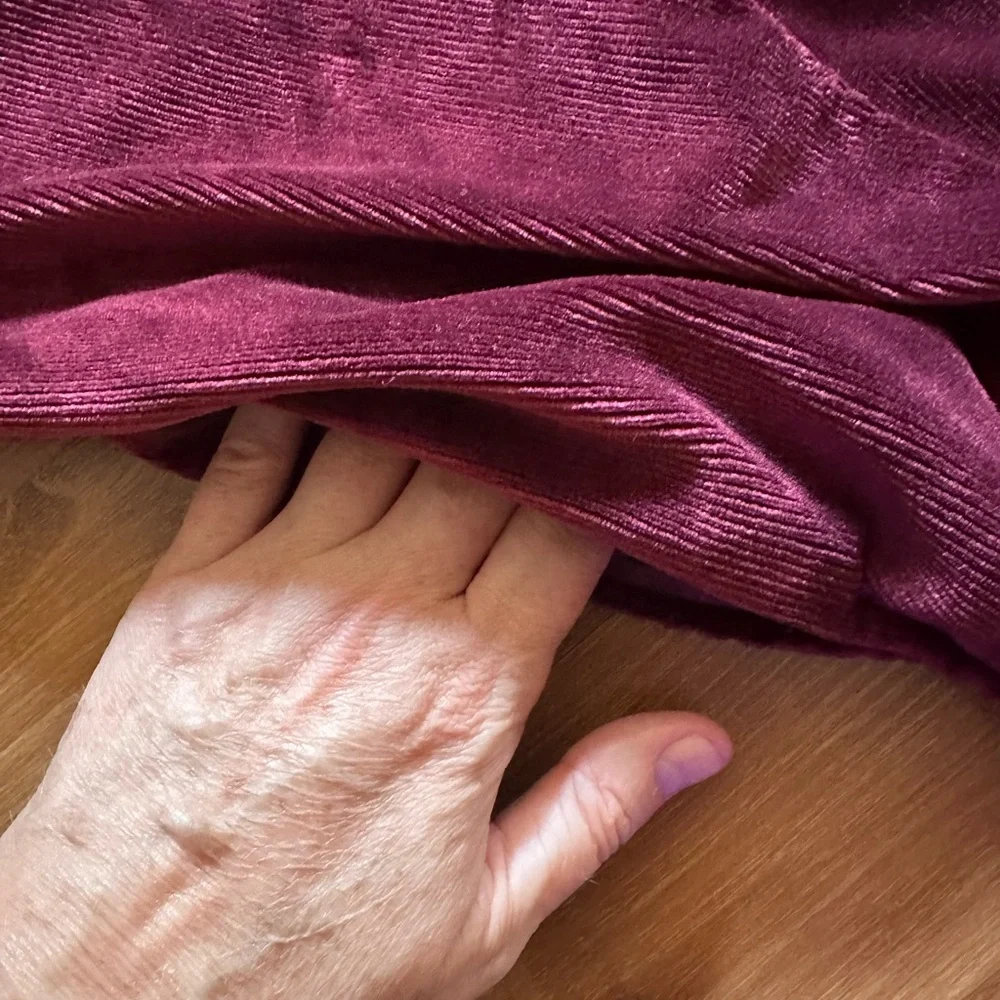 Cosmic Aura Velvet Corduroy Fit-and-Flare Dress in Burgundy - Picture 6 of 10